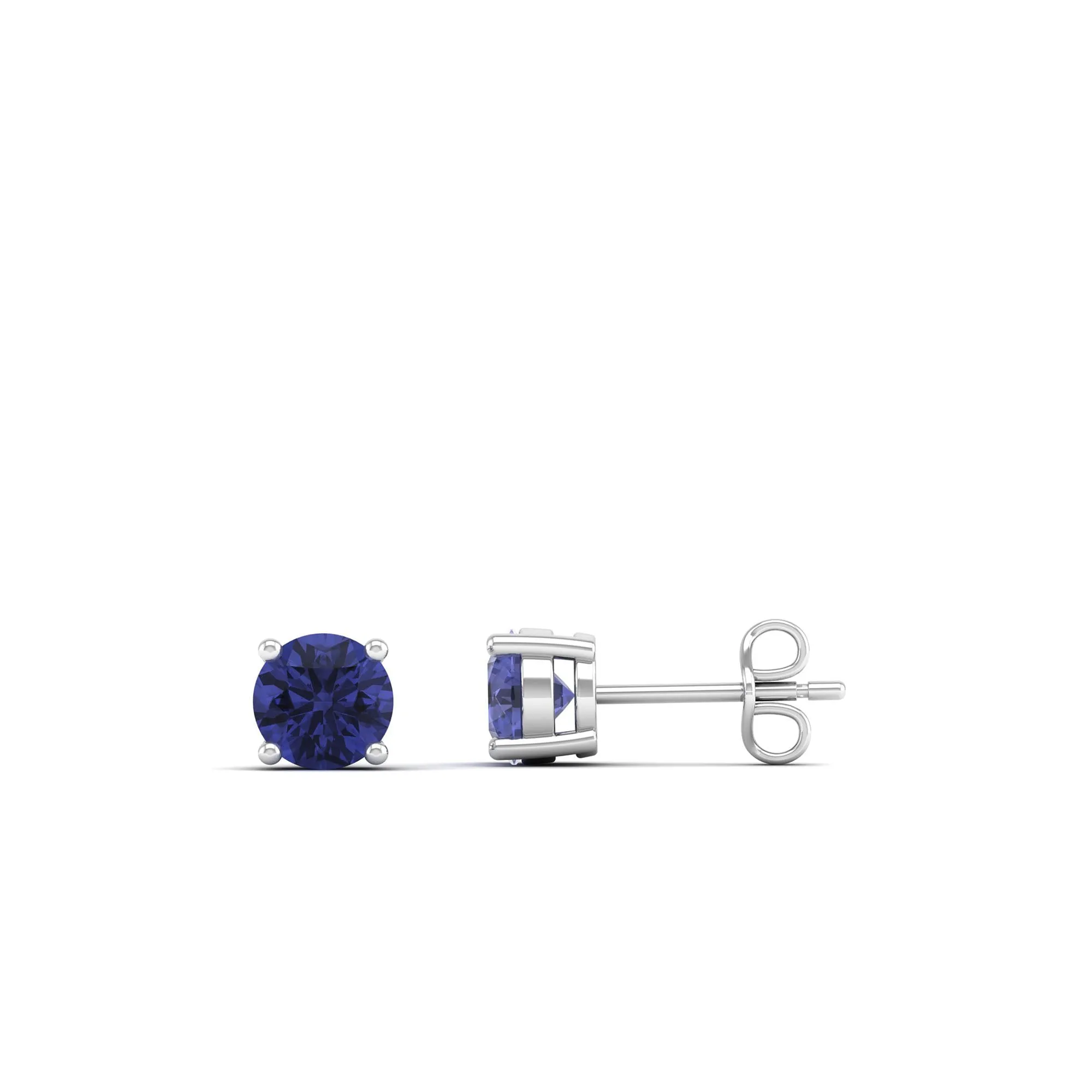 Classic Round Tanzanite Prong Stud Earrings