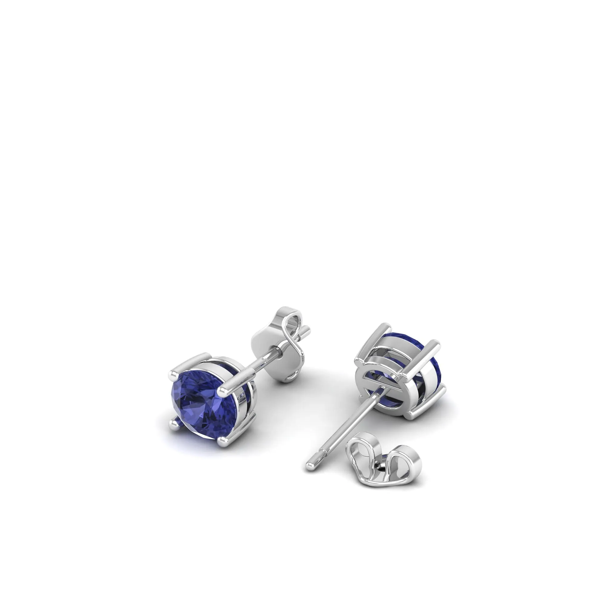 Classic Round Tanzanite Prong Stud Earrings