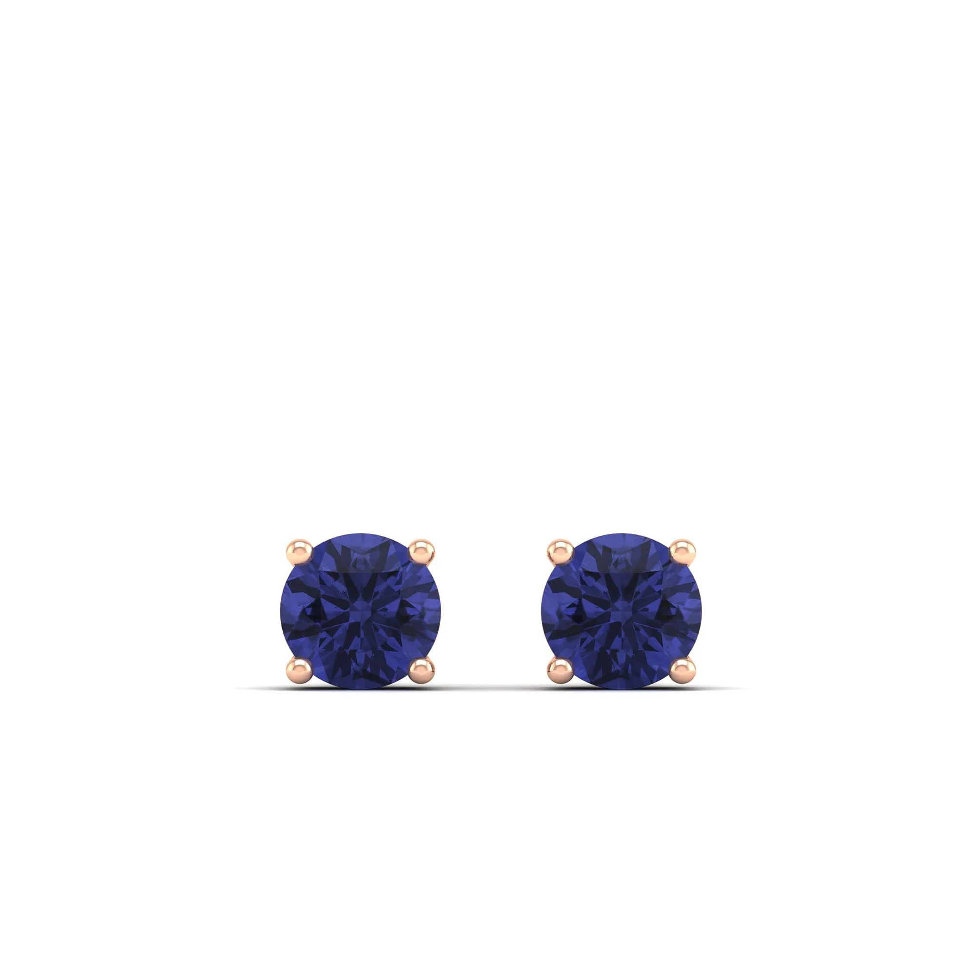 Classic Round Tanzanite Prong Stud Earrings