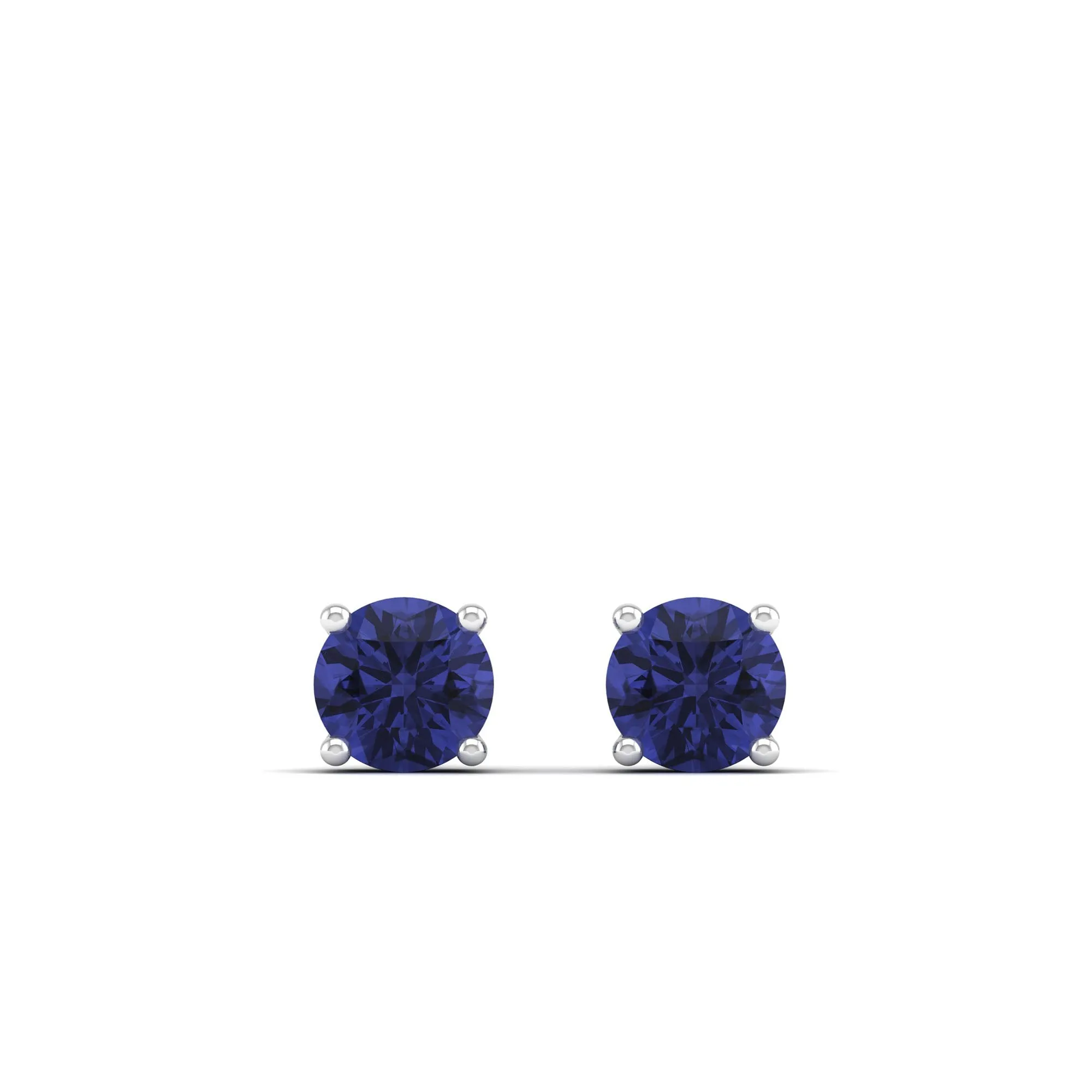 Classic Round Tanzanite Prong Stud Earrings