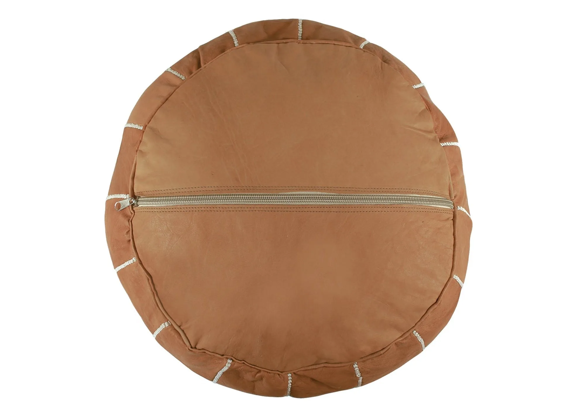Classic Tan Leather Pouf