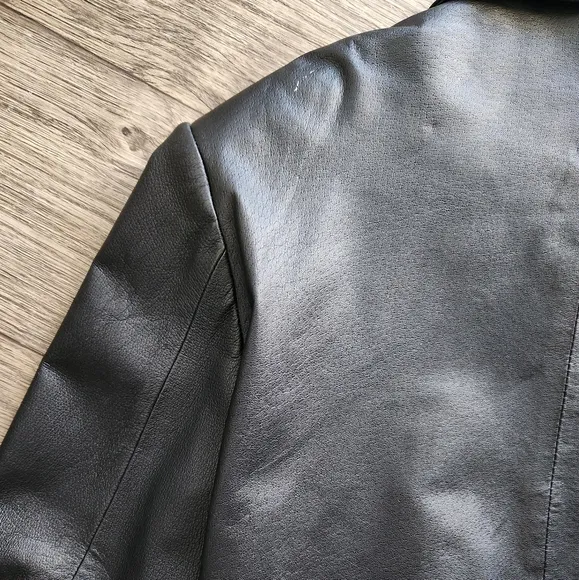 Clio Vintage 90s Black Leather Jacket Size Medium