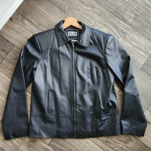 Clio Vintage 90s Black Leather Jacket Size Medium