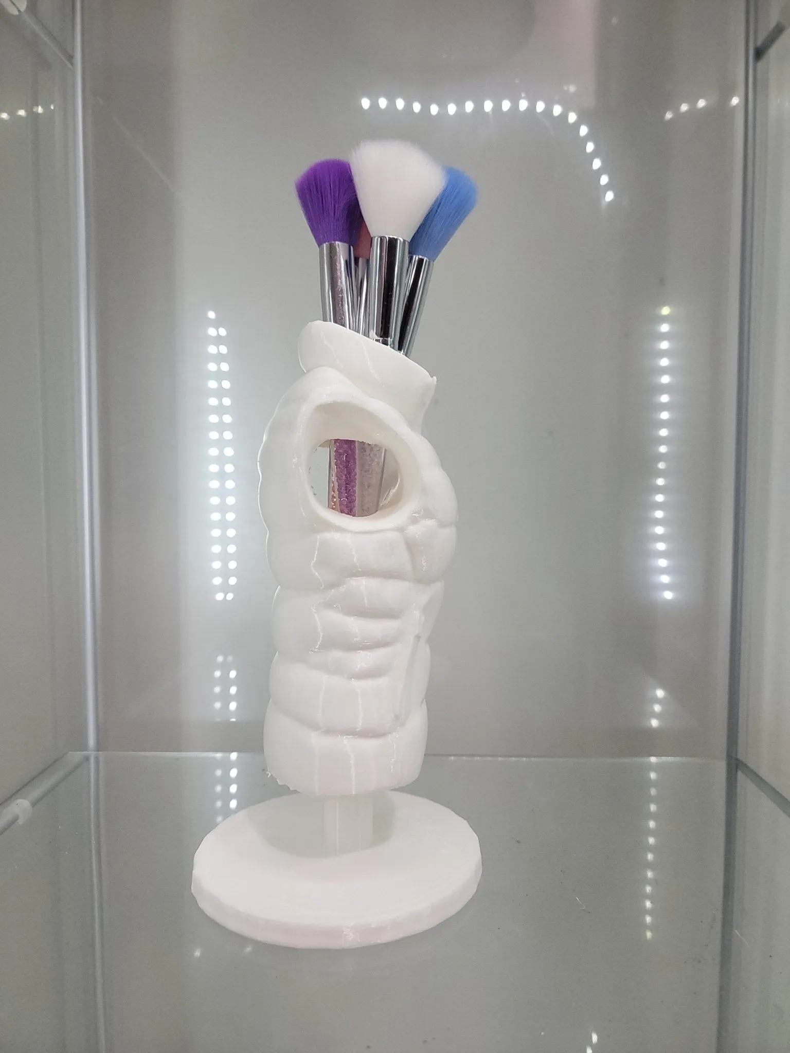 Cozy Puffer Vest Brush Holder - Winter Chic for Your Vanity!