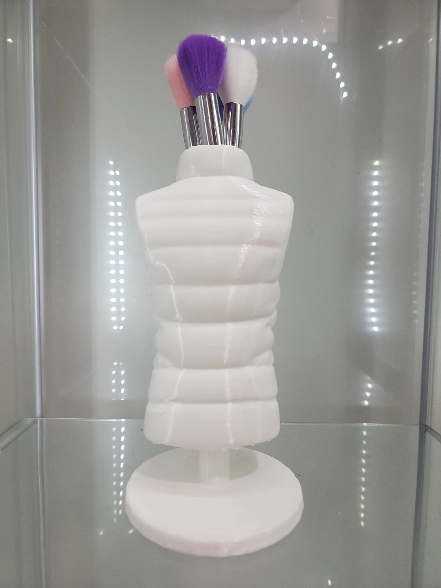 Cozy Puffer Vest Brush Holder - Winter Chic for Your Vanity!