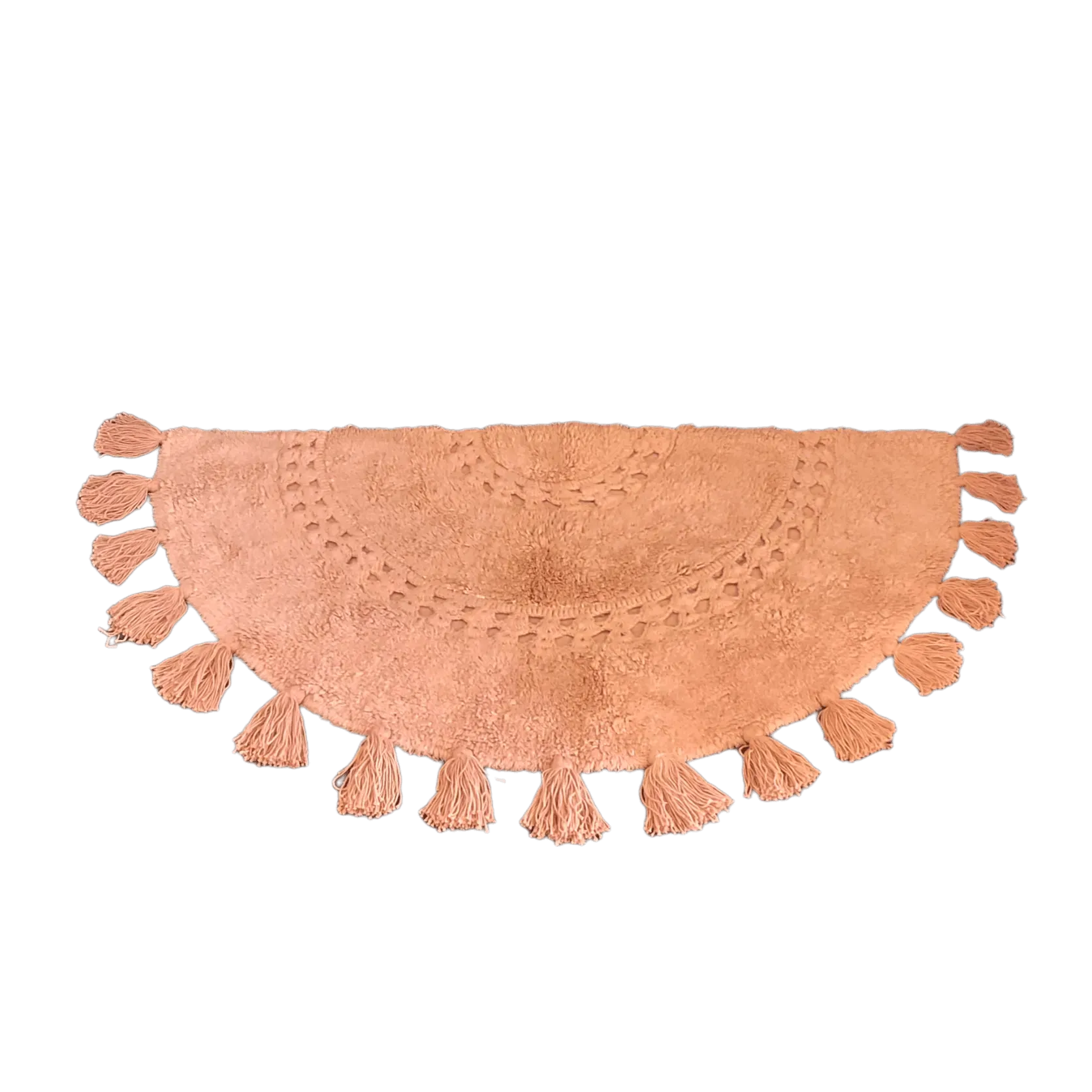Crocheted Half Moon Bath Rug with Tassels