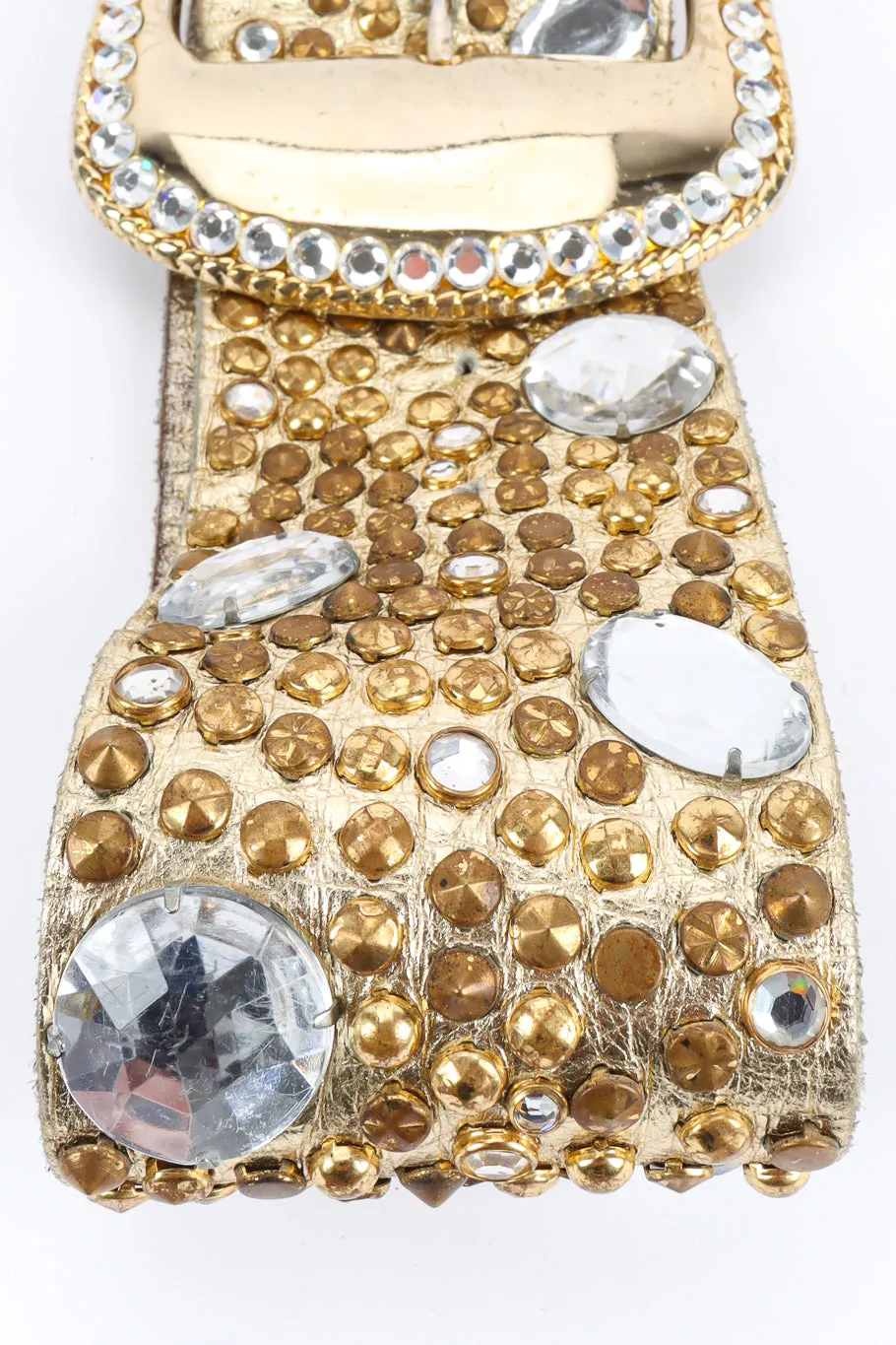 Crystal Stone Studded Leather Belt