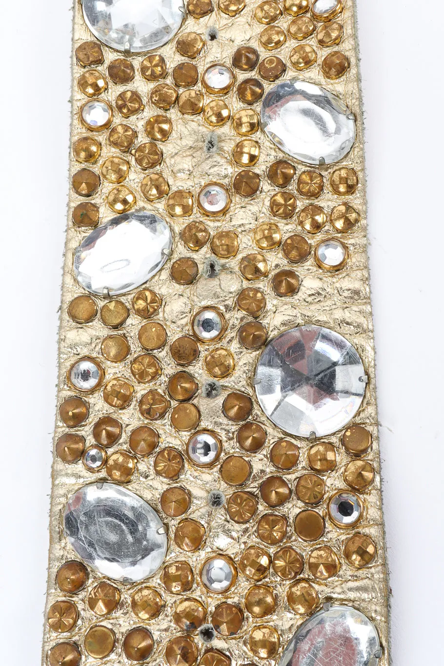 Crystal Stone Studded Leather Belt