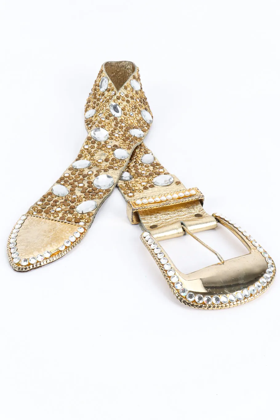 Crystal Stone Studded Leather Belt