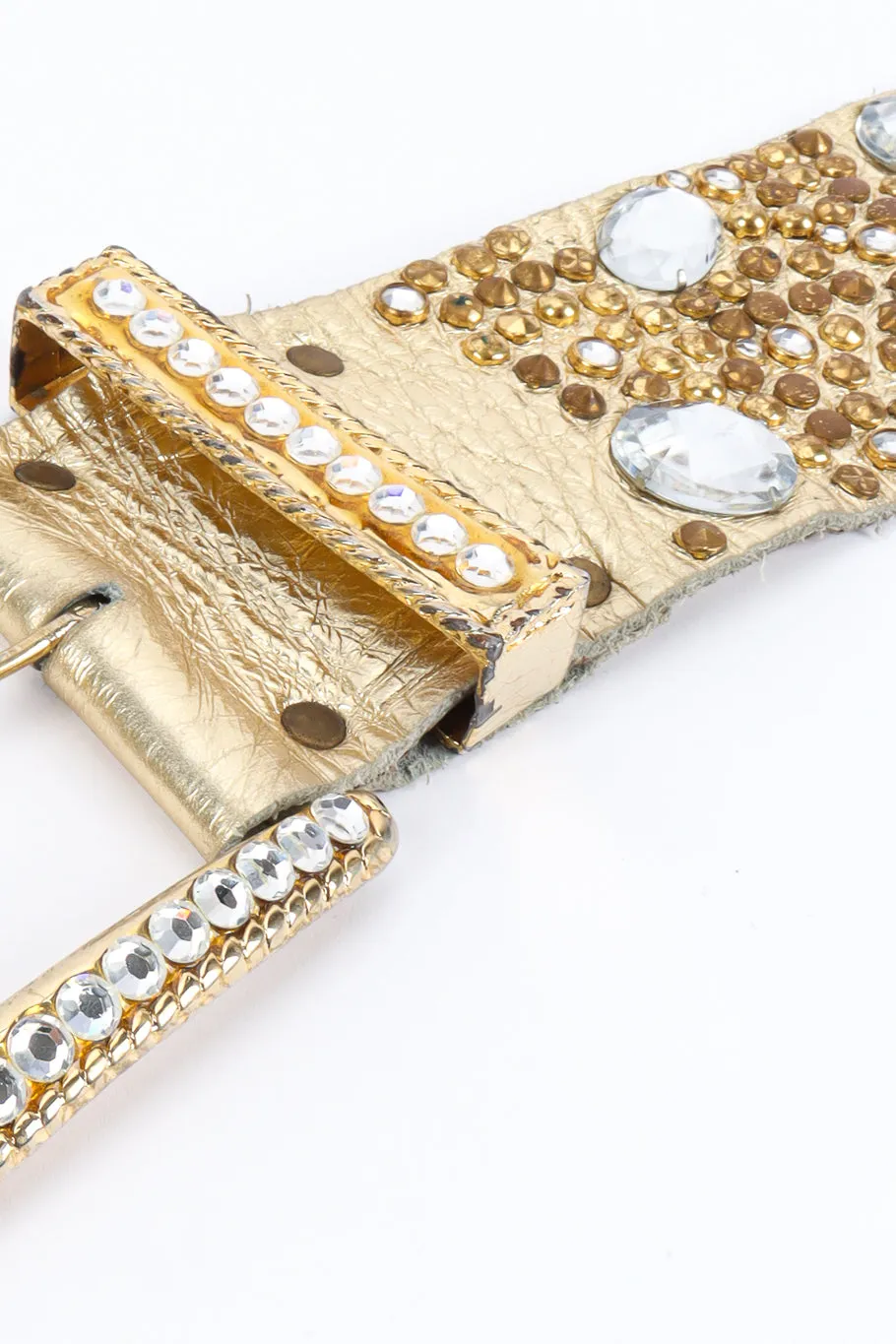 Crystal Stone Studded Leather Belt