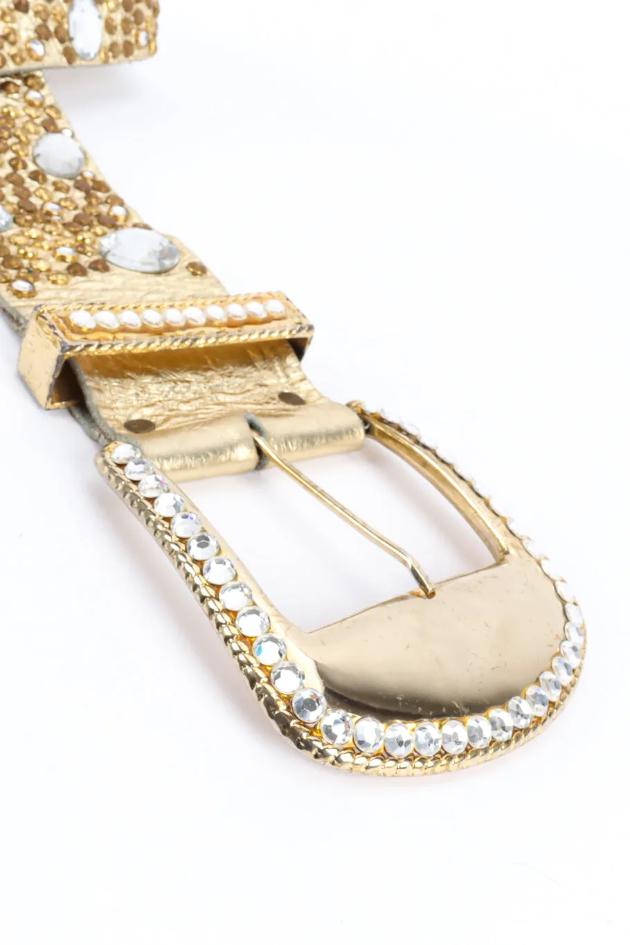 Crystal Stone Studded Leather Belt