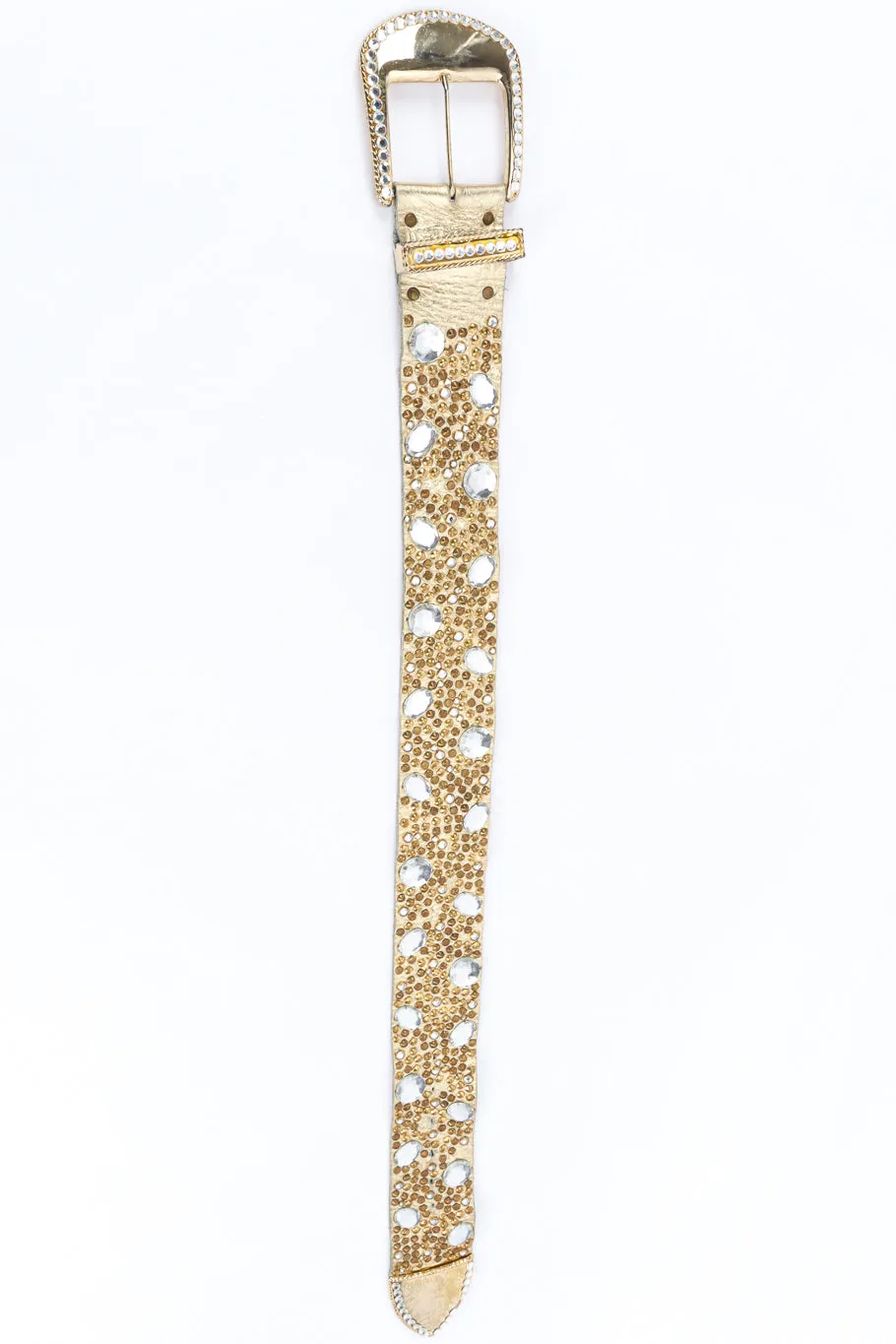 Crystal Stone Studded Leather Belt