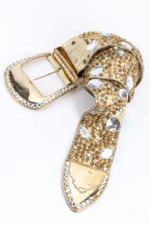 Crystal Stone Studded Leather Belt