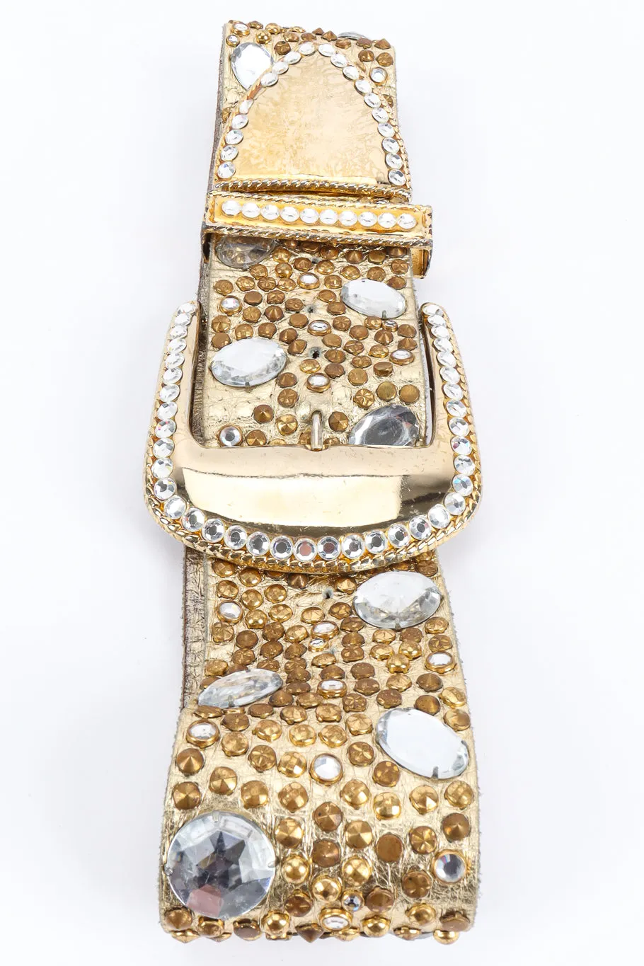 Crystal Stone Studded Leather Belt