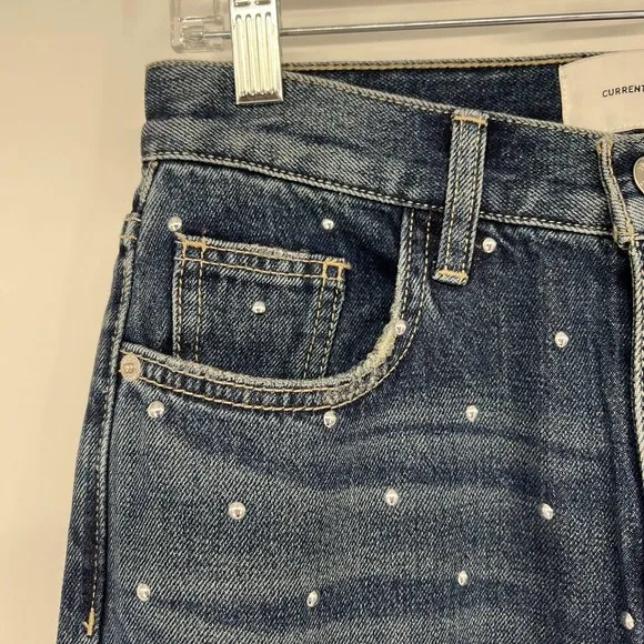 Current Elliott Vintage Crop Slim Studded Jeans Size 25
