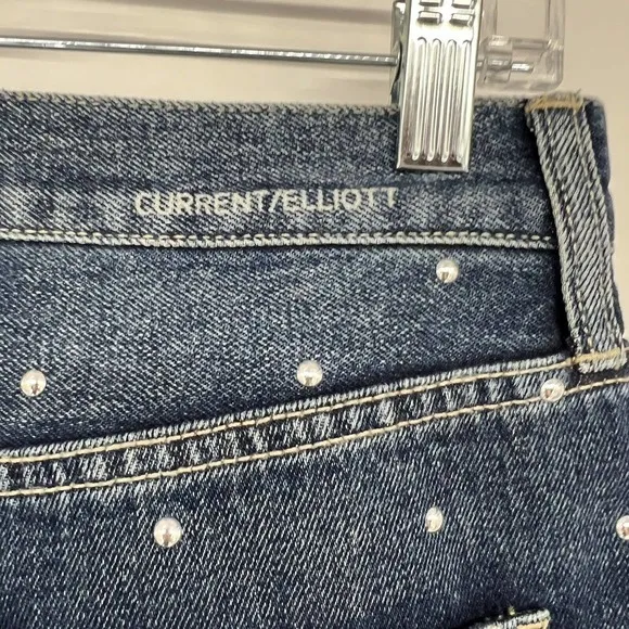 Current Elliott Vintage Crop Slim Studded Jeans Size 25