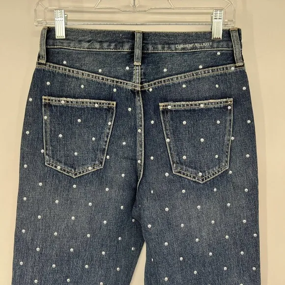 Current Elliott Vintage Crop Slim Studded Jeans Size 25