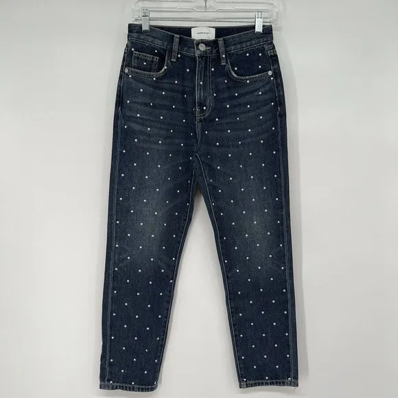 Current Elliott Vintage Crop Slim Studded Jeans Size 25