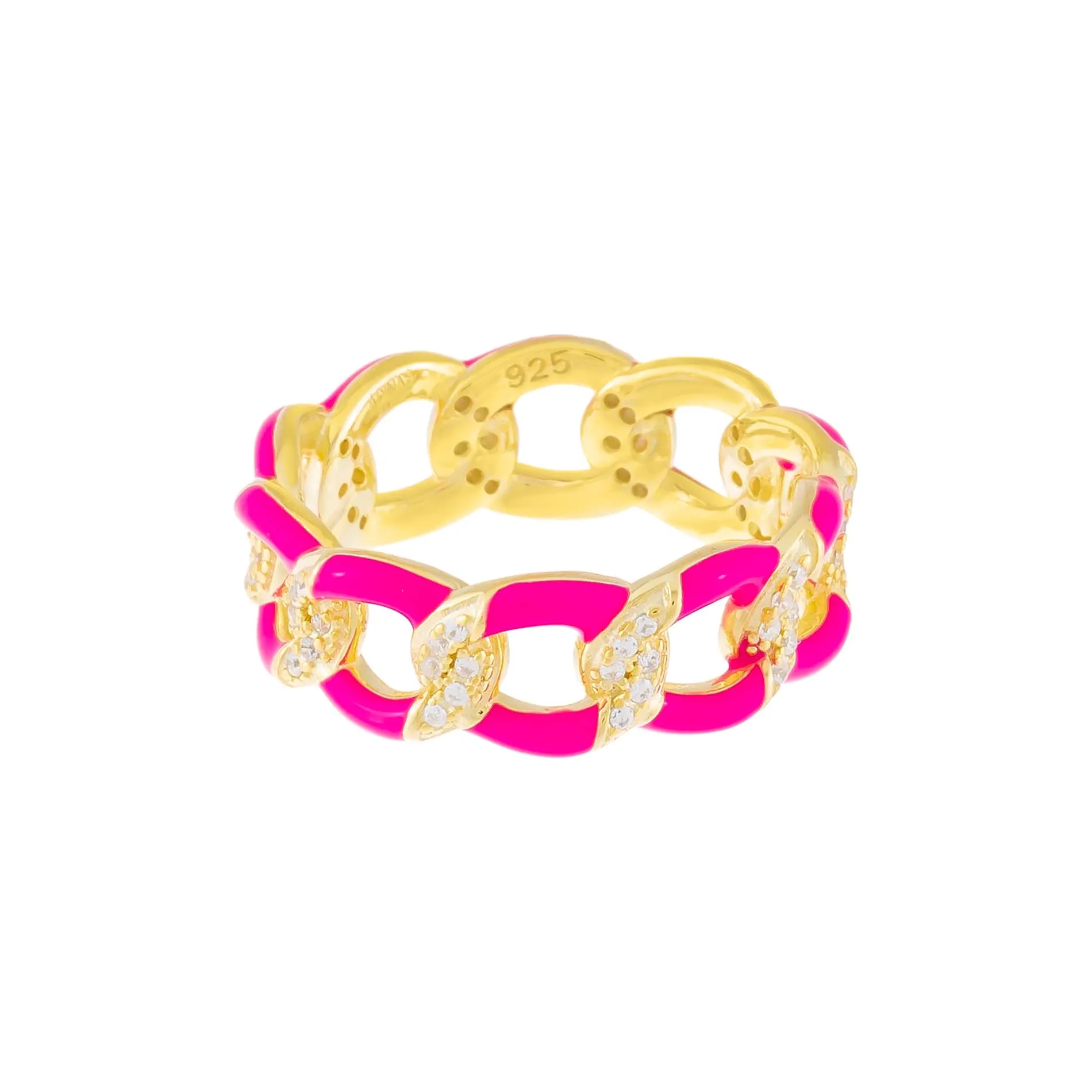CZ Enamel Link Ring