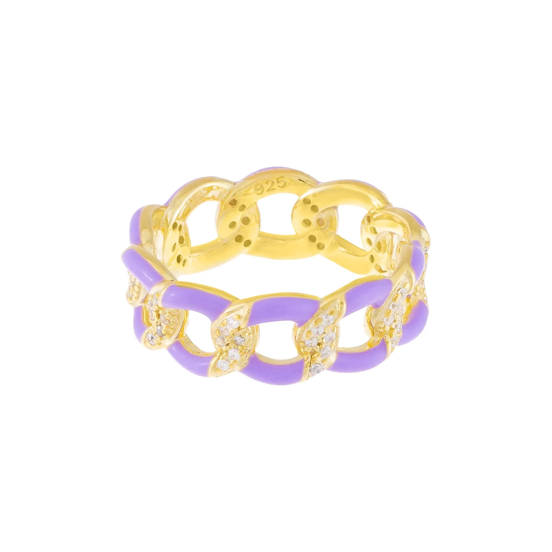CZ Enamel Link Ring