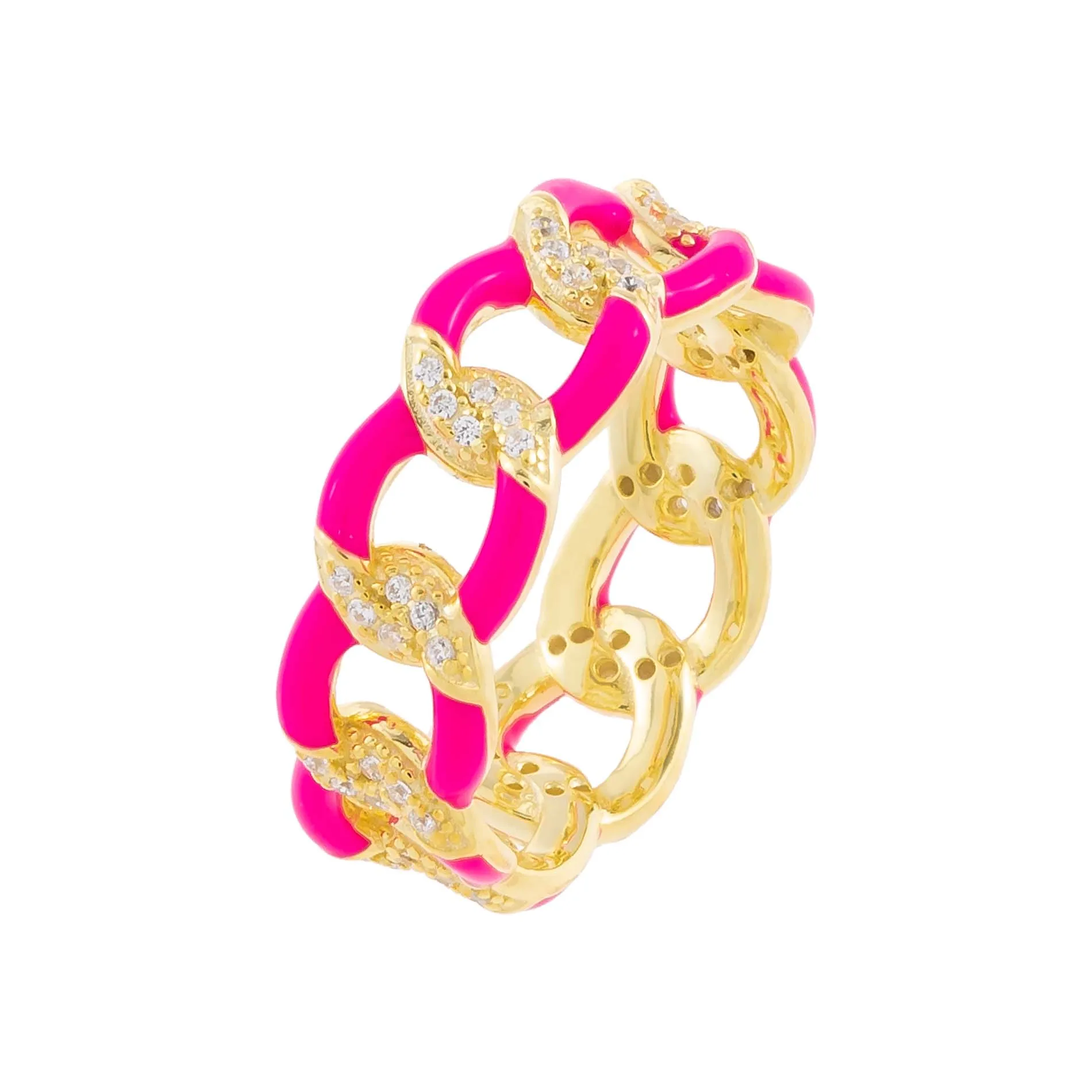 CZ Enamel Link Ring