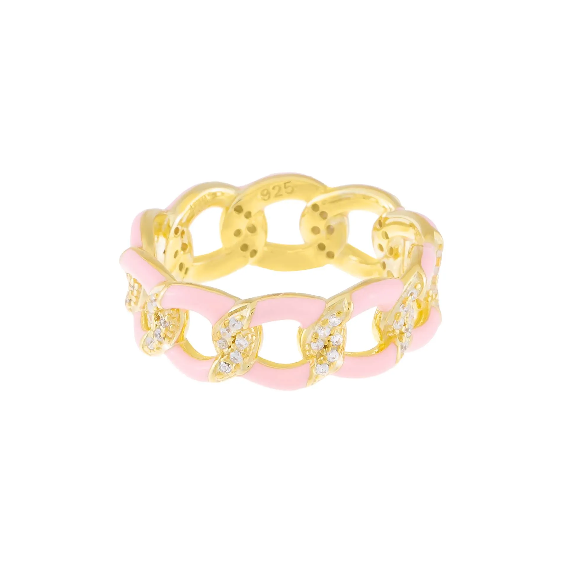 CZ Enamel Link Ring