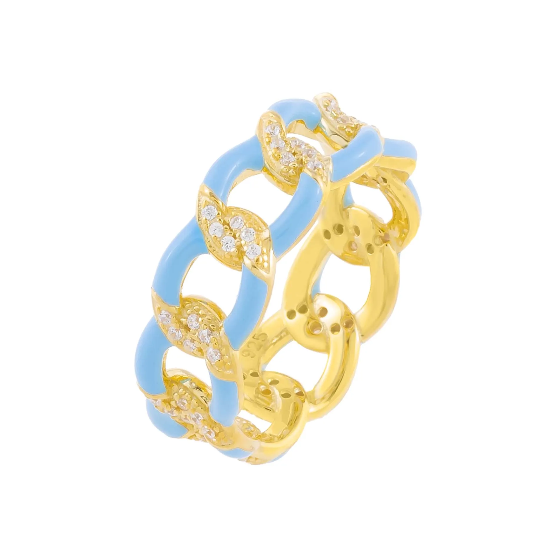CZ Enamel Link Ring