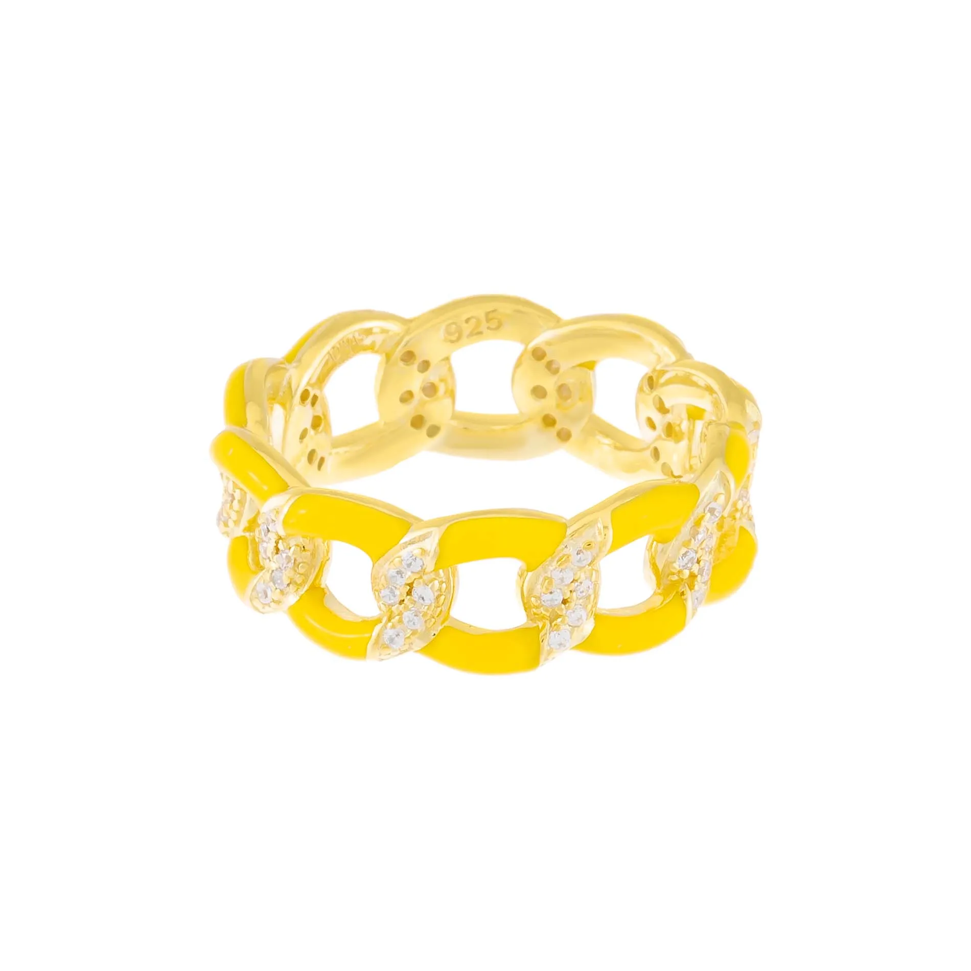 CZ Enamel Link Ring