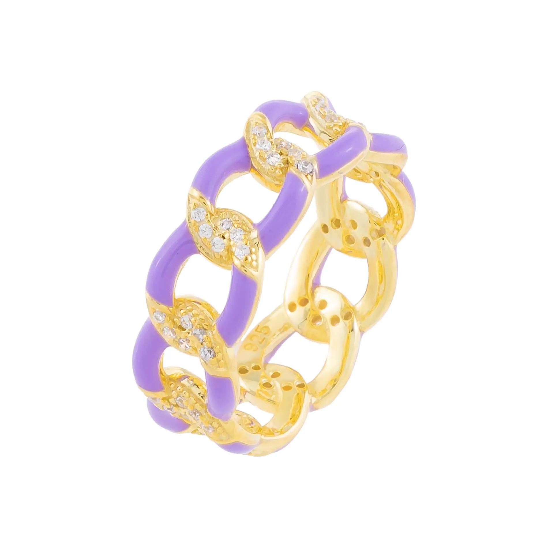 CZ Enamel Link Ring