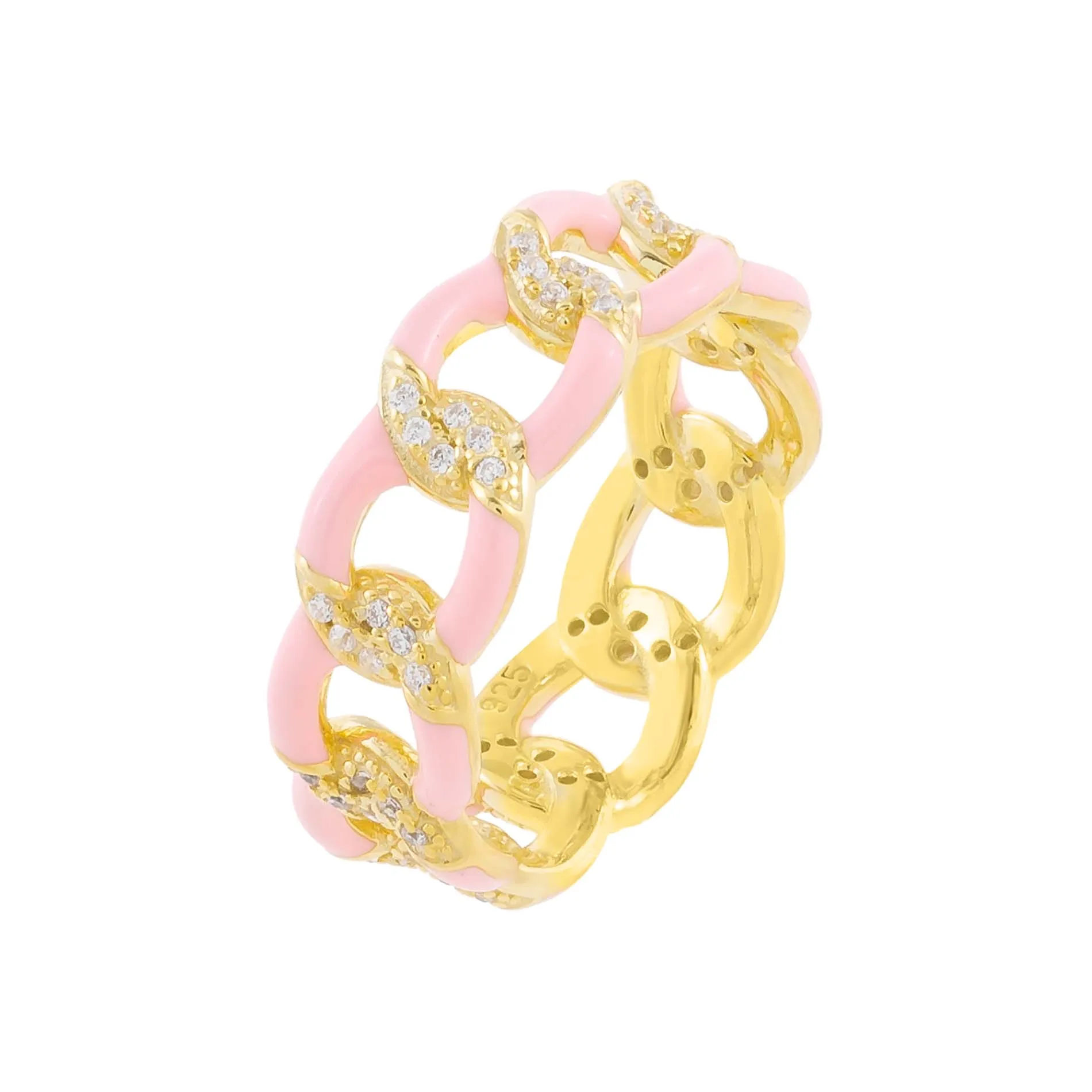 CZ Enamel Link Ring