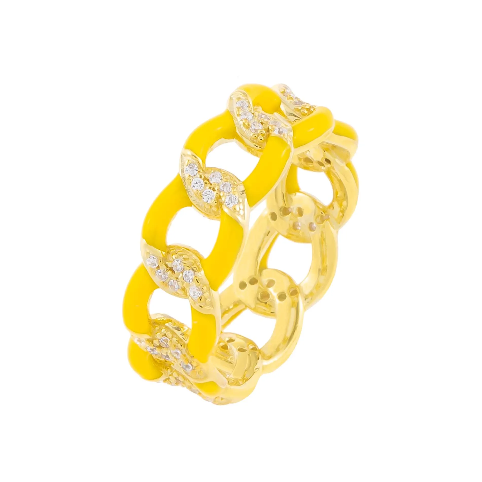 CZ Enamel Link Ring