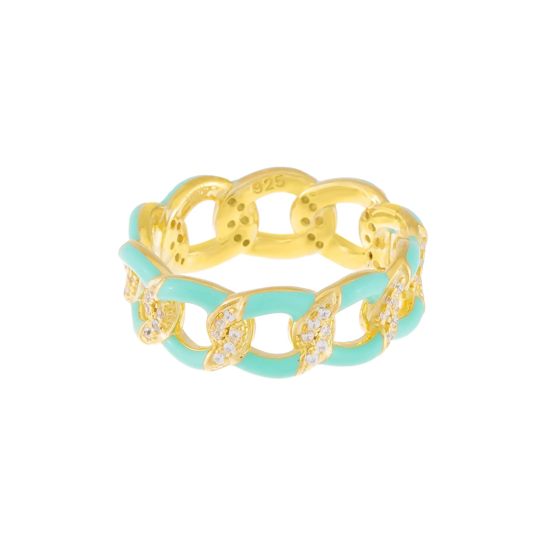 CZ Enamel Link Ring