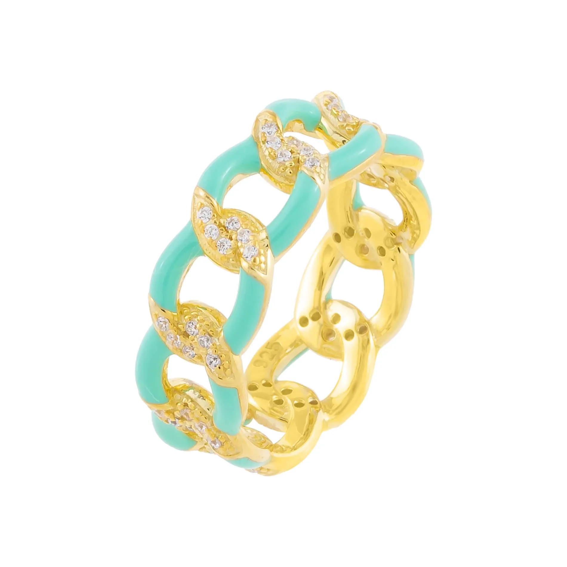 CZ Enamel Link Ring