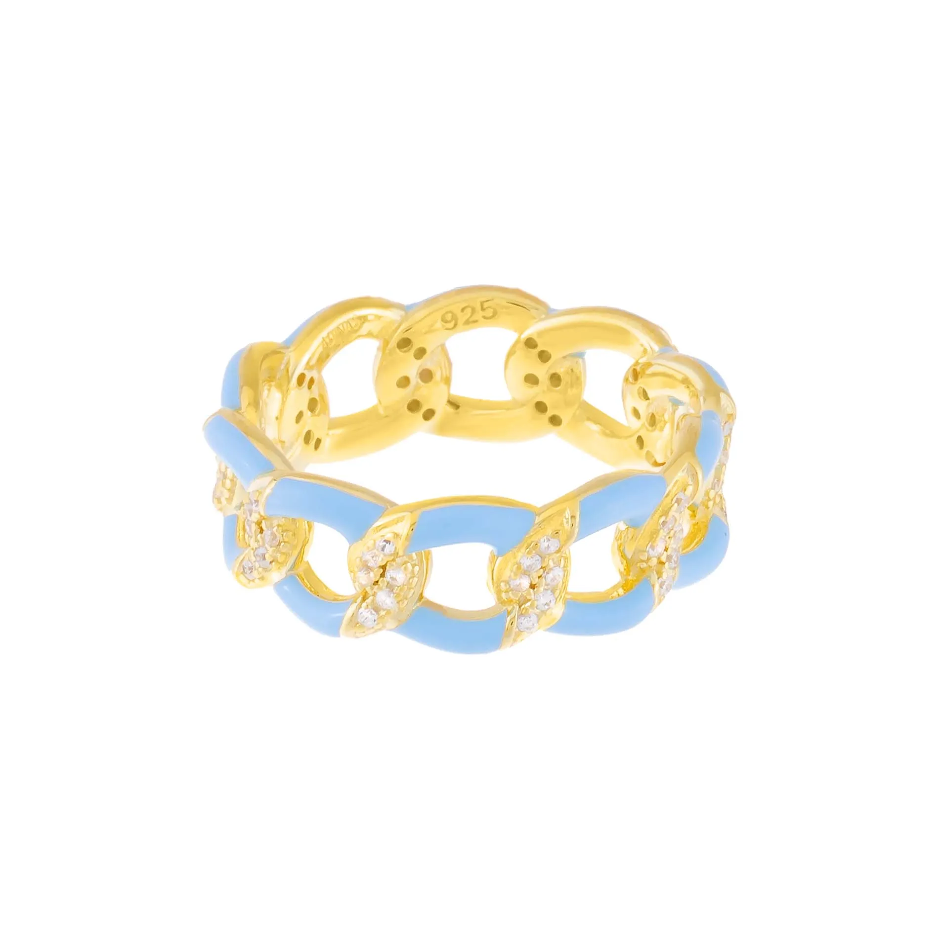 CZ Enamel Link Ring