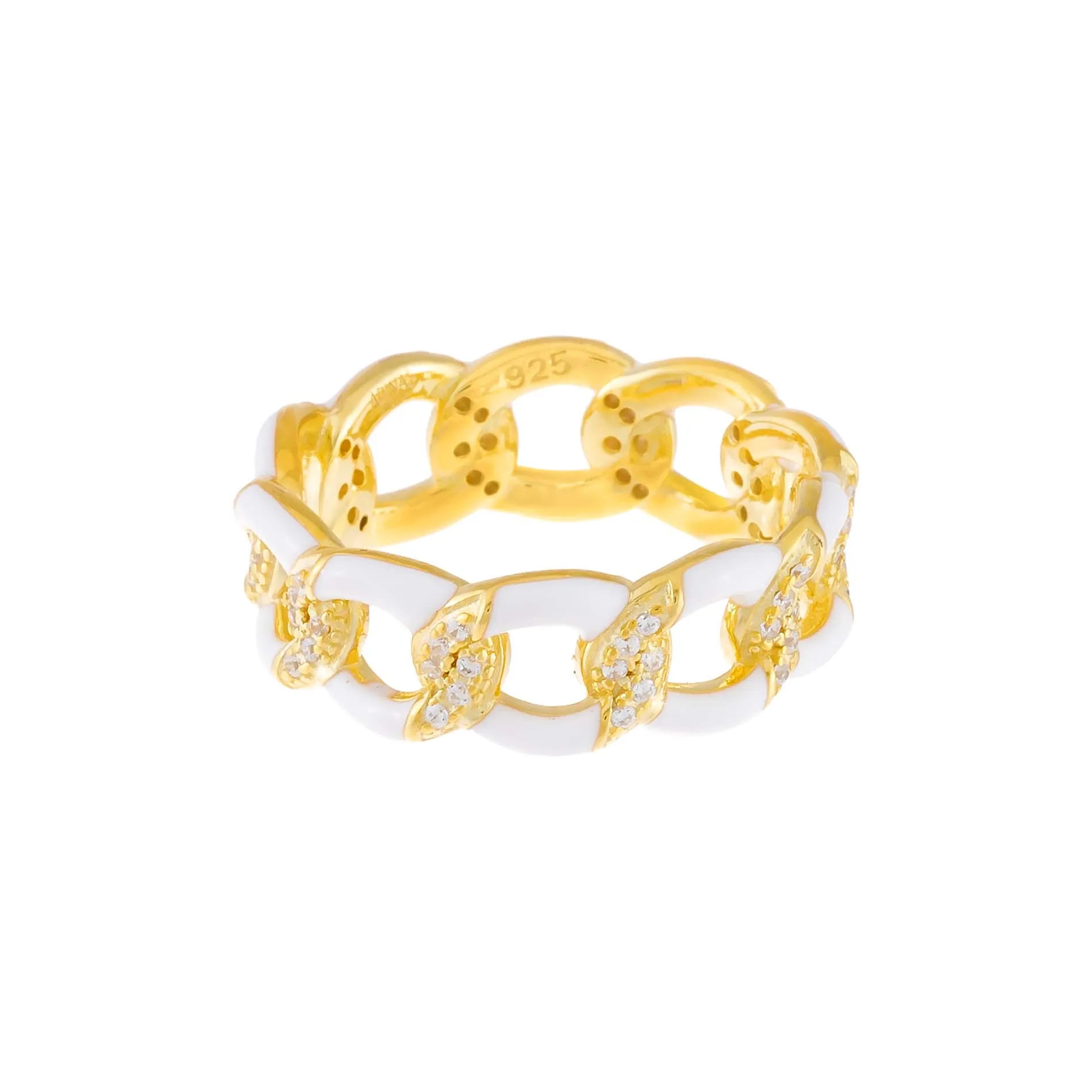 CZ Enamel Link Ring