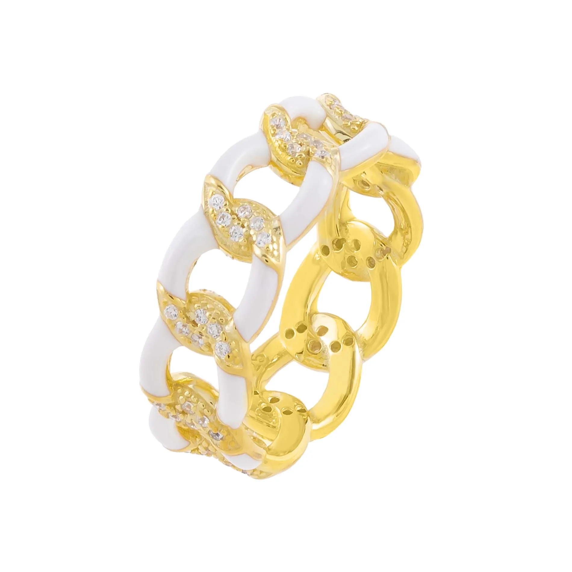 CZ Enamel Link Ring