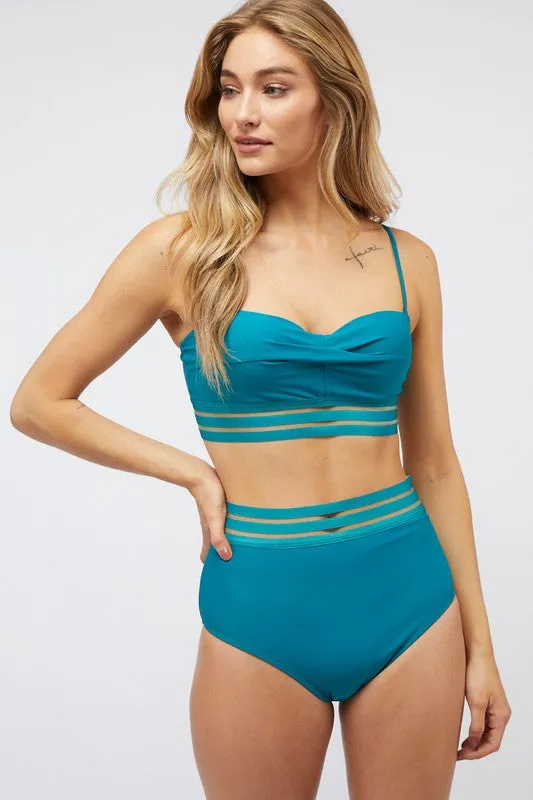 Davi & Dani Solid Two Piece Swimsuit
