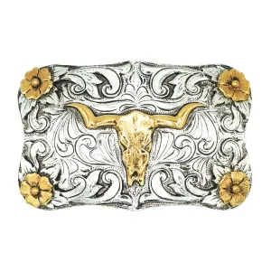 Deer Skull with Classic Flowers Buckle