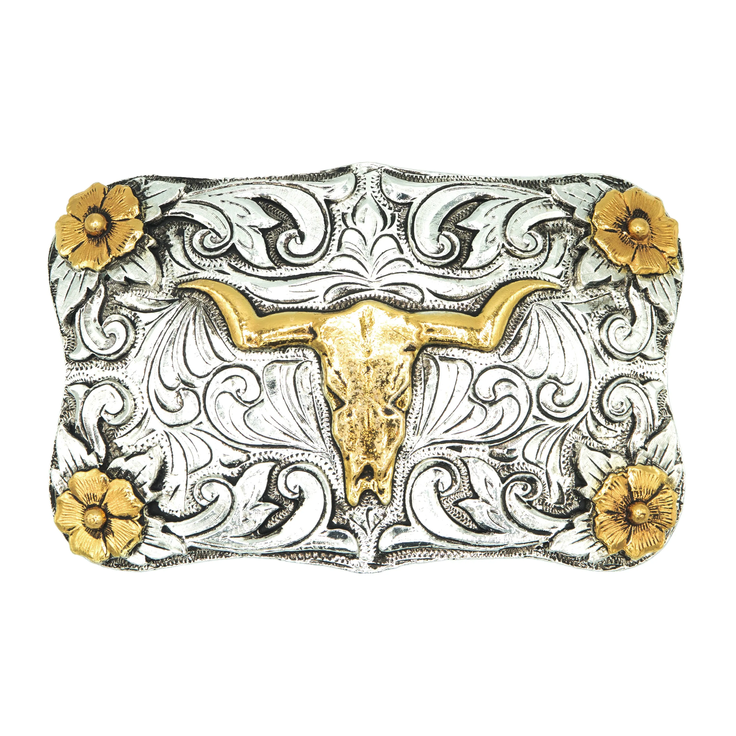 Deer Skull with Classic Flowers Buckle