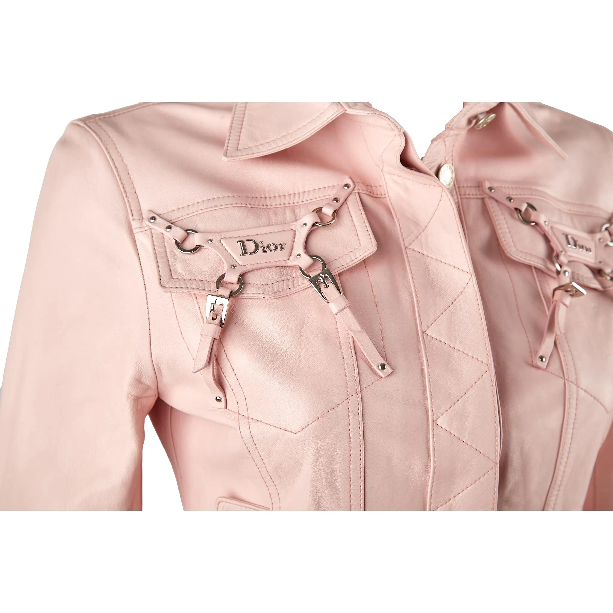Dior Pink Bondage Leather Jacket