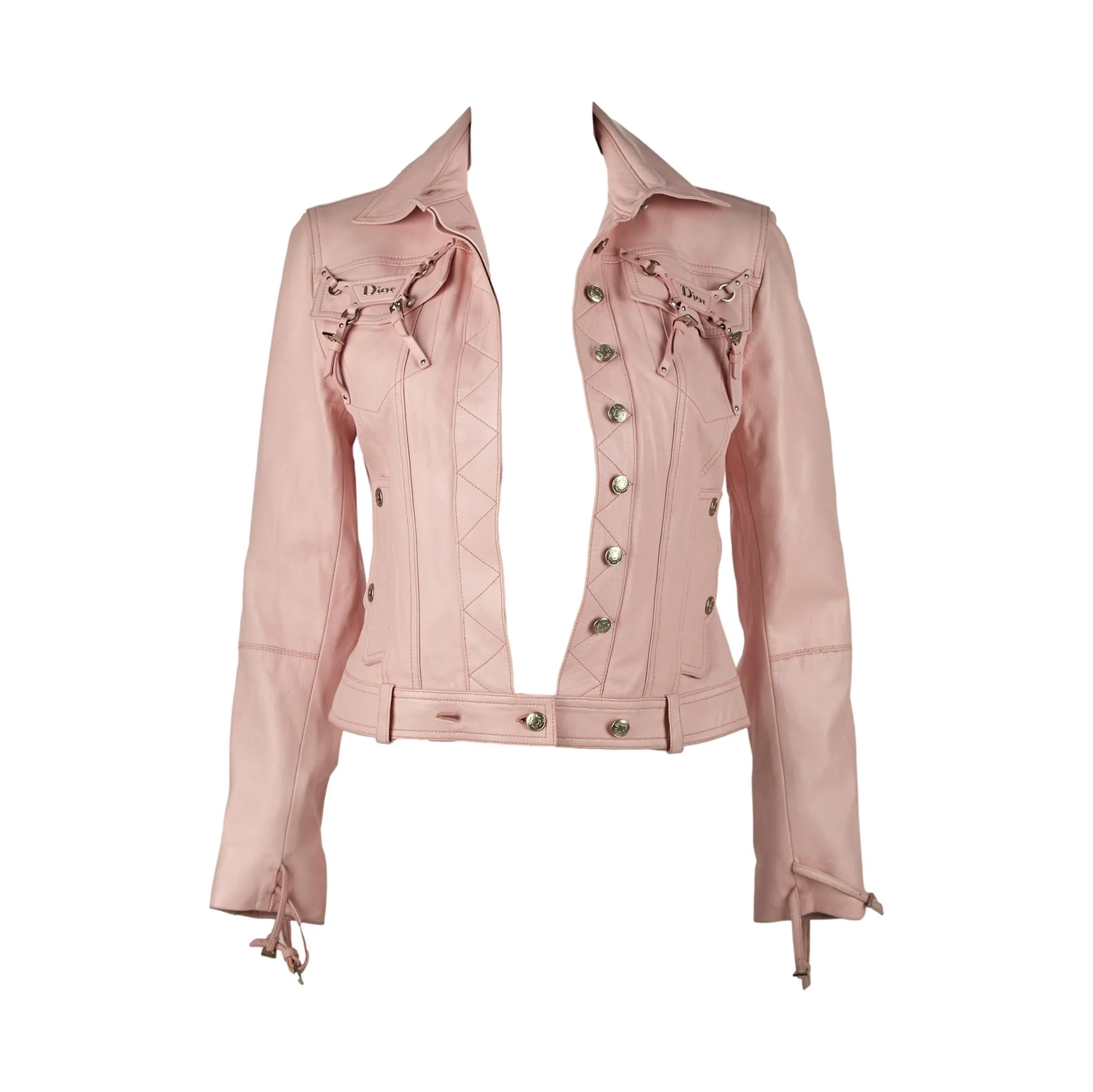 Dior Pink Bondage Leather Jacket