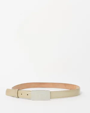 Dior Vintage Pistacchio Green Patent Leather Logo Plaque Belt - 90
