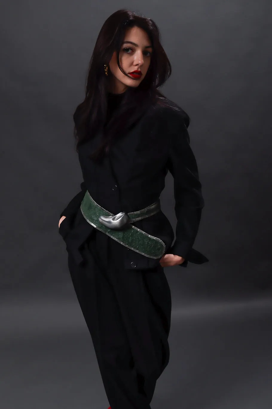 Distressed Leather Studded Wrap Belt