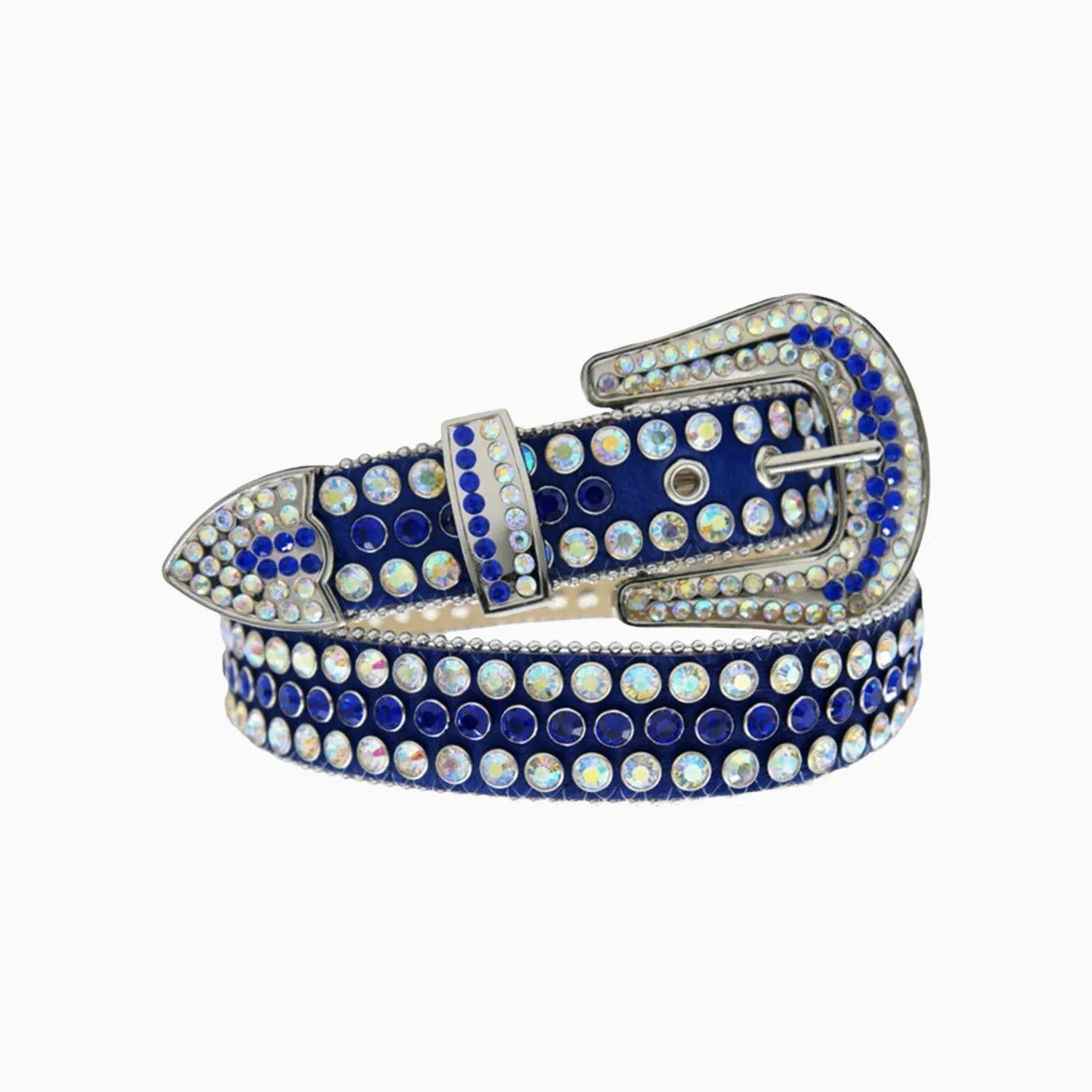 Dna Belt - Blue Leather With Blue And Black Stones