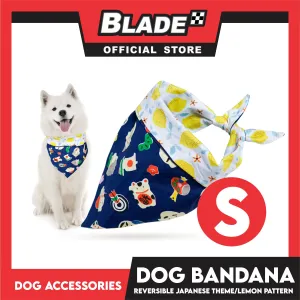 Dog Pet Bandana (Small) Reversible Japanese Theme/Lemon Pattern Washable Scarf