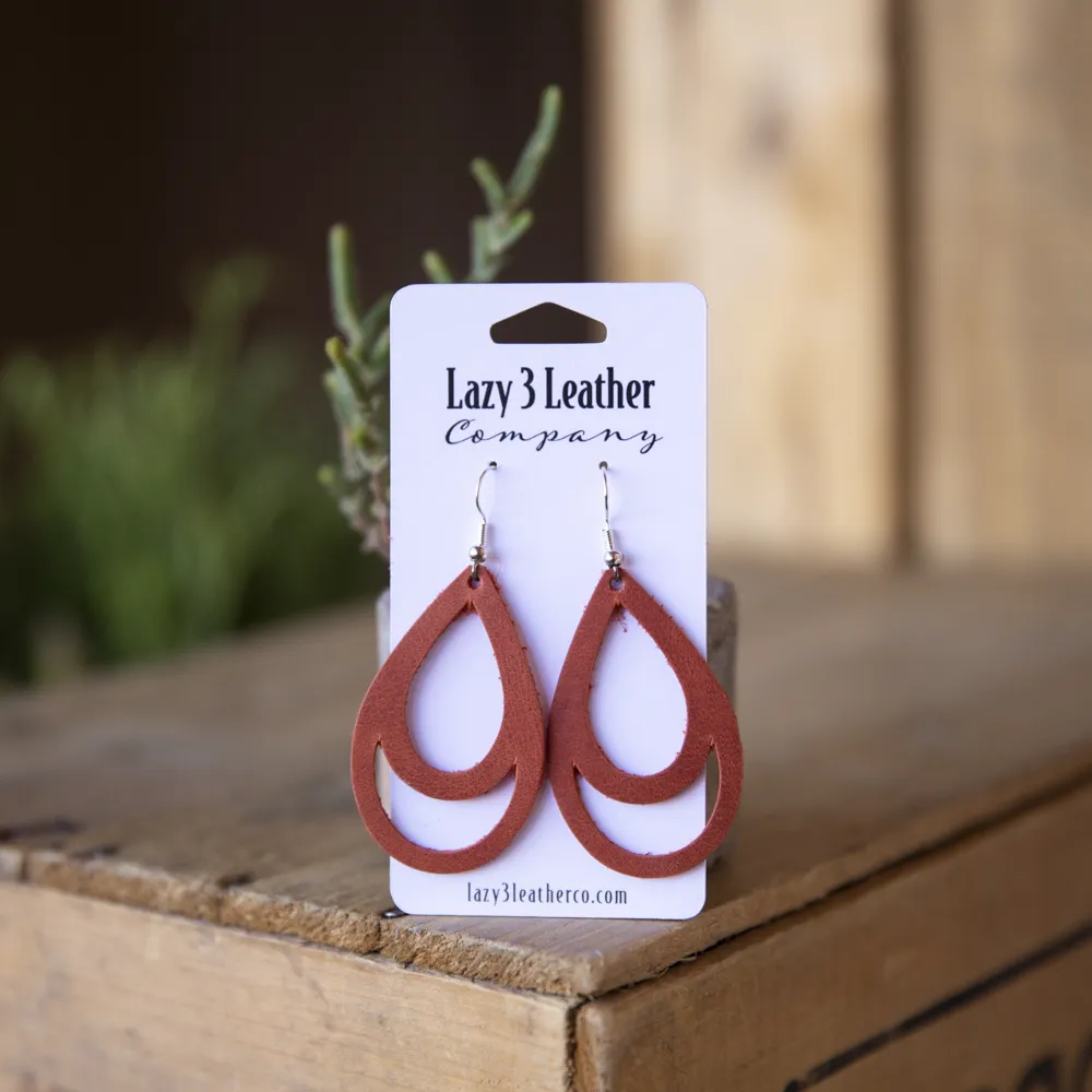 Double Hoop Leather Earrings