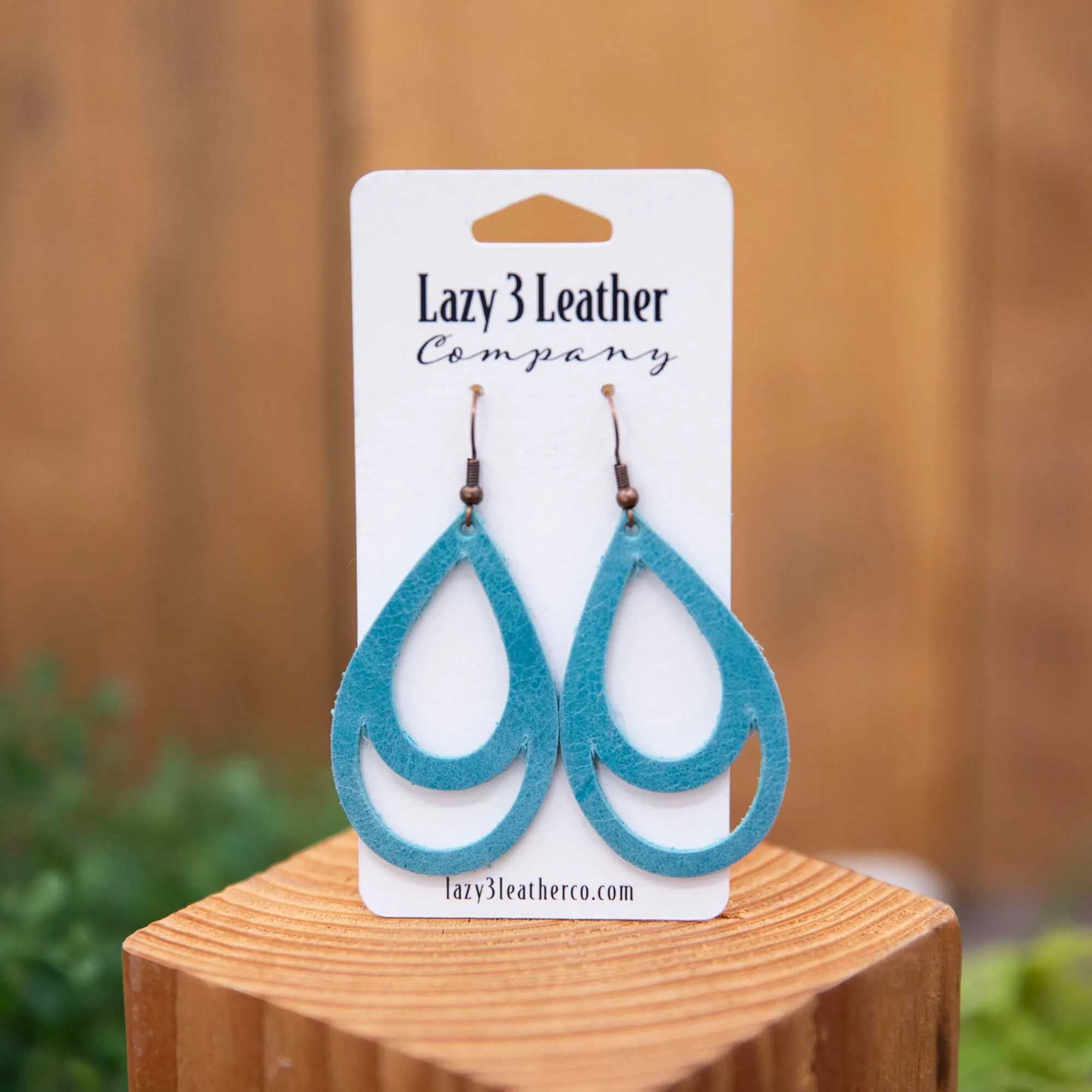 Double Hoop Leather Earrings