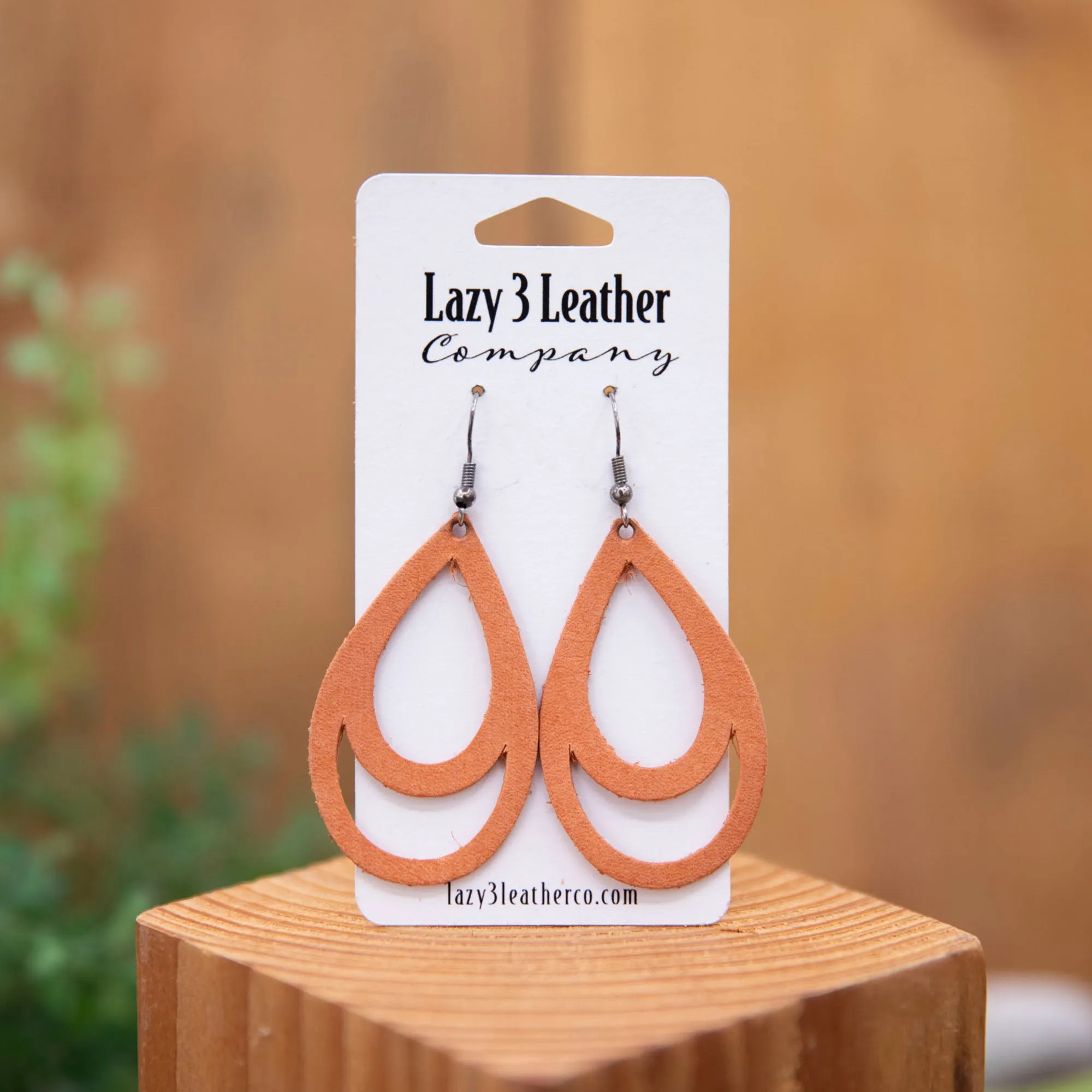 Double Hoop Leather Earrings