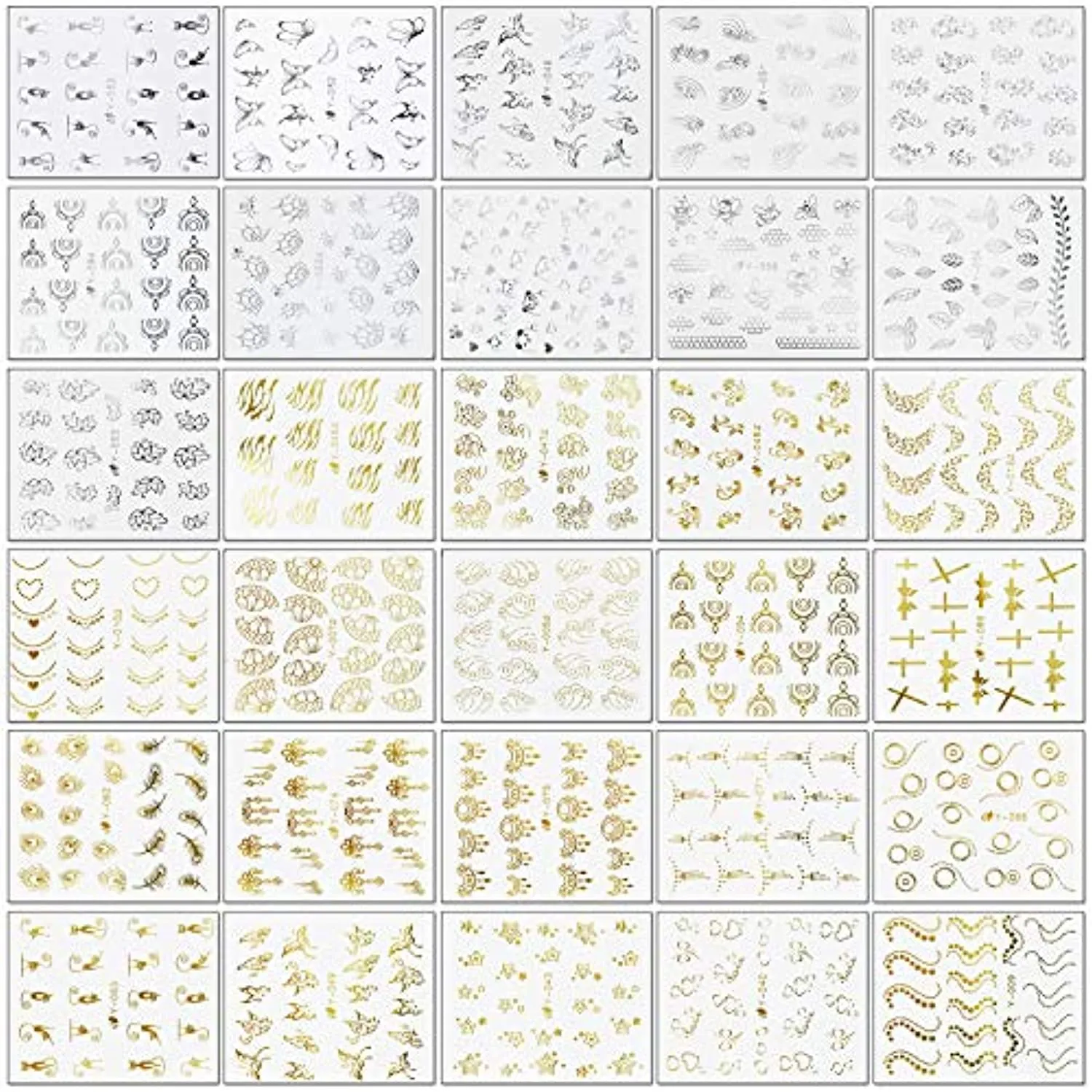 EAONE 60 Sheets Nail Art Stickers Self-Adhesive Nail Decals Water Transfer Butterfly Nail Tattoos Flowers and Leaf Nail Art Foils with Nail Gems Tweezers and Scissors for Women Girls DIY Nail Art