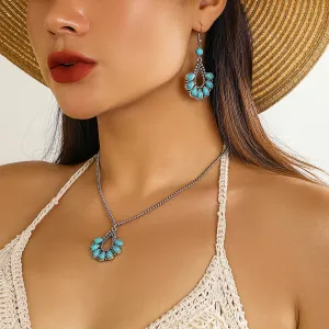 Europe and America Cross Border Beach Water Drop Tassel Niche Necklace Jewelry Sweet Cool Hot Girl Ethnic Bohemian Tophus Necklace